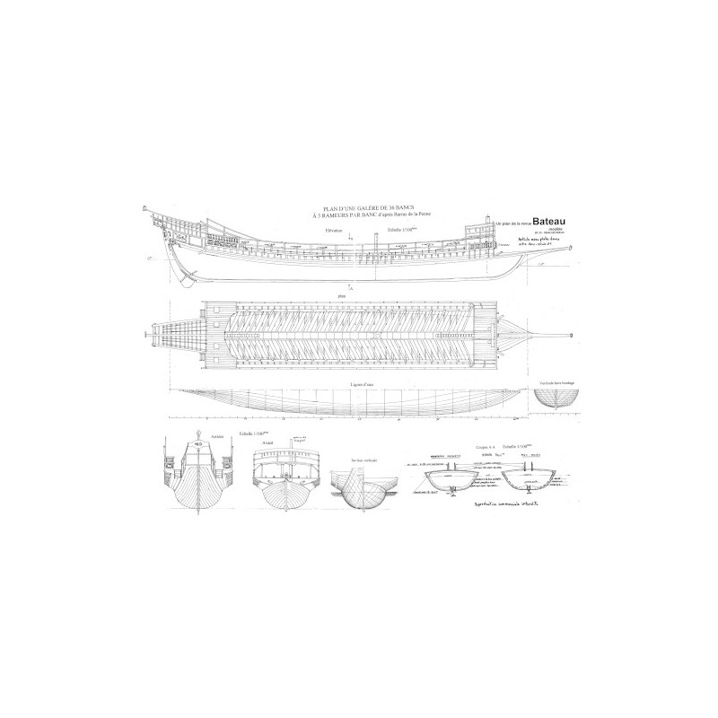Plan du bateau Galere 36 Bancs À 5 Rameurs