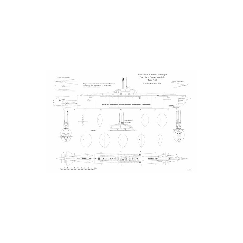 Plan du bateau U_Boot Xxi