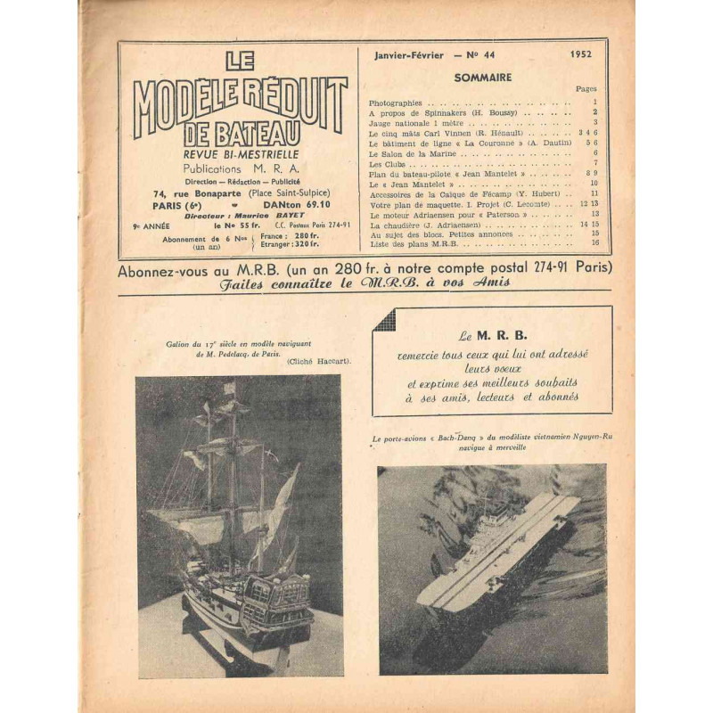 Sommaire Modèle Réduit Bateau 44