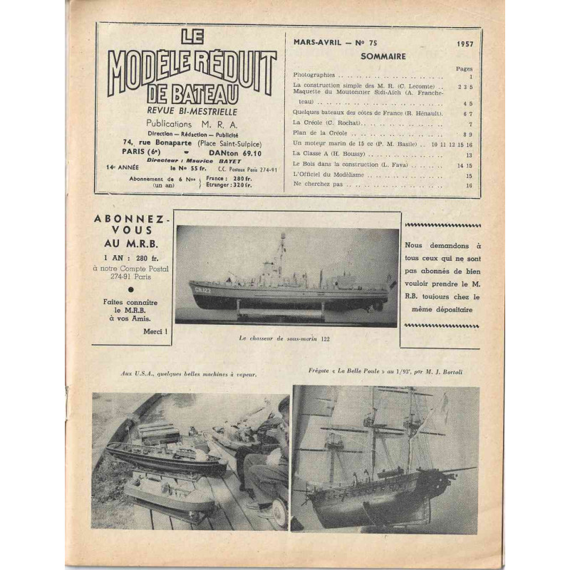 Sommaire Modèle Réduit Bateau 75