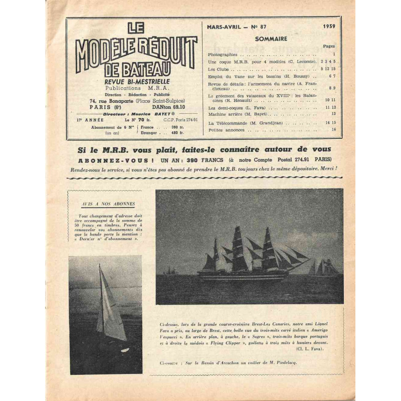 Sommaire Modèle Réduit Bateau 87