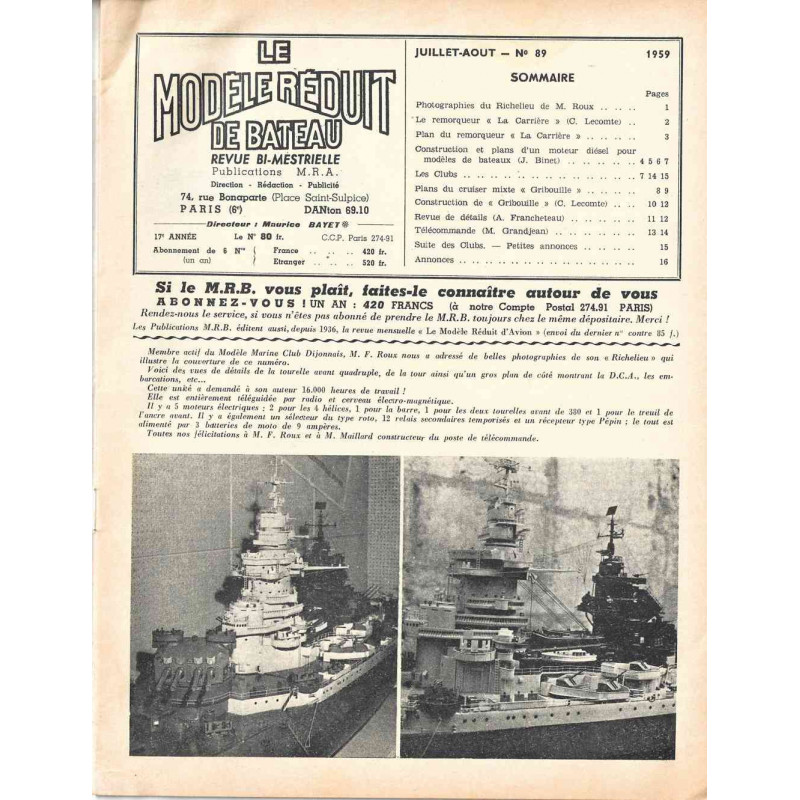 Sommaire Modèle Réduit Bateau 89