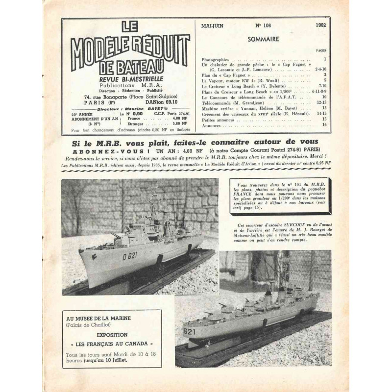 Sommaire Modèle Réduit Bateau 106