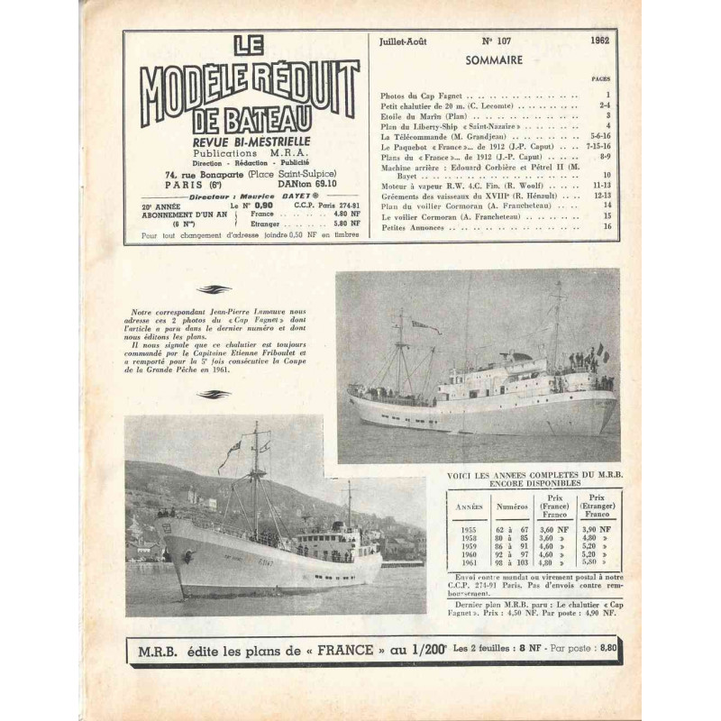 Sommaire Modèle Réduit Bateau 107