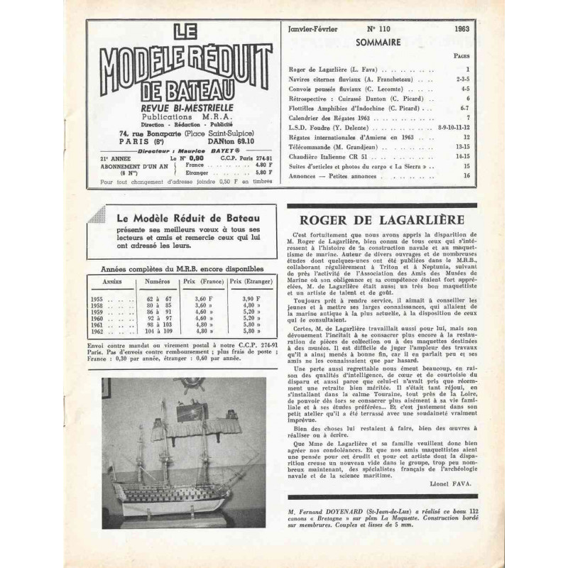 Sommaire Modèle Réduit Bateau 110