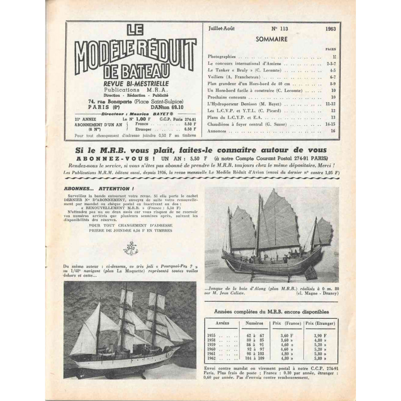 Sommaire Modèle Réduit Bateau 113