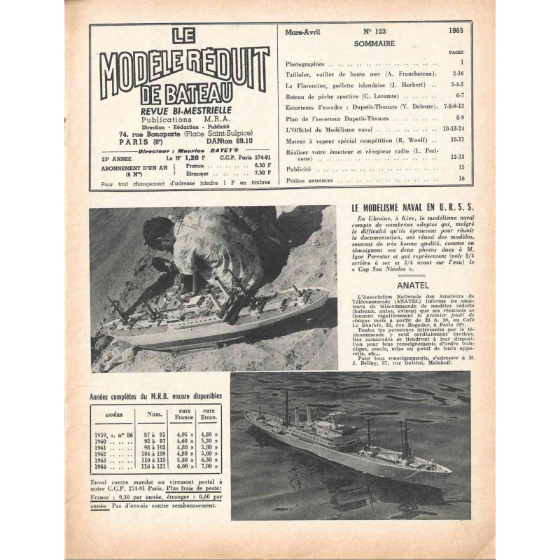 Sommaire Modèle Réduit Bateau 123