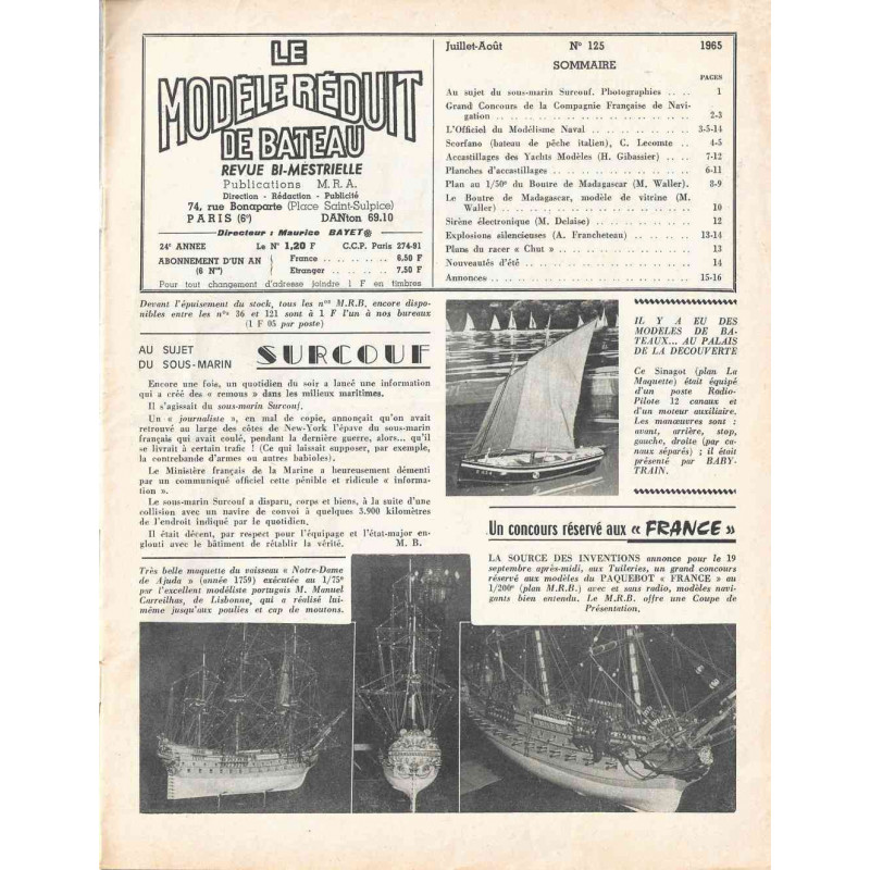 Sommaire Modèle Réduit Bateau 125