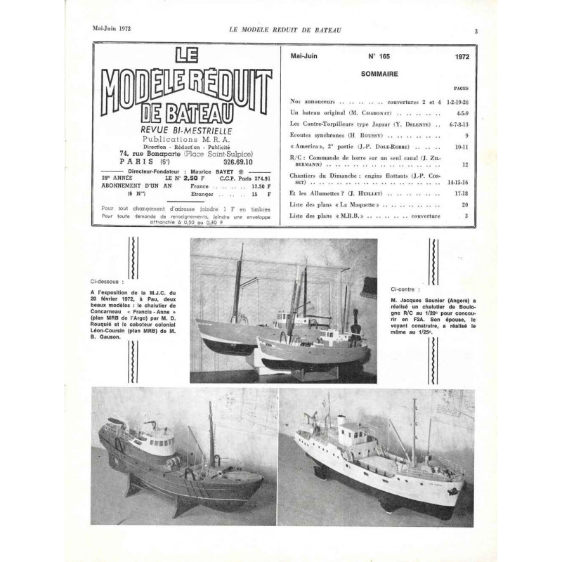 Sommaire Modèle Réduit Bateau 165