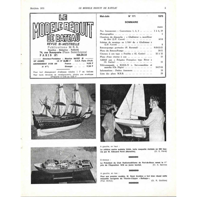 Sommaire Modèle Réduit Bateau 171