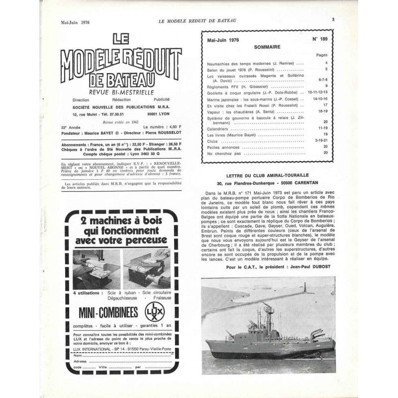 Sommaire Modèle Réduit Bateau 189