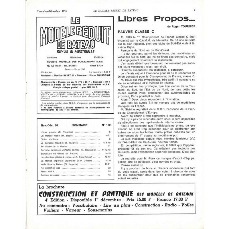 Sommaire Modèle Réduit Bateau 192