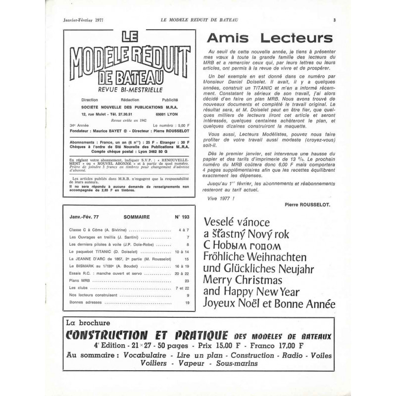 Sommaire Modèle Réduit Bateau 193