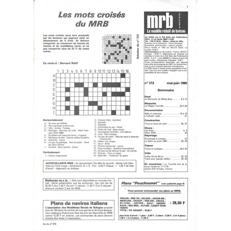 Sommaire Modèle Réduit Bateau 213