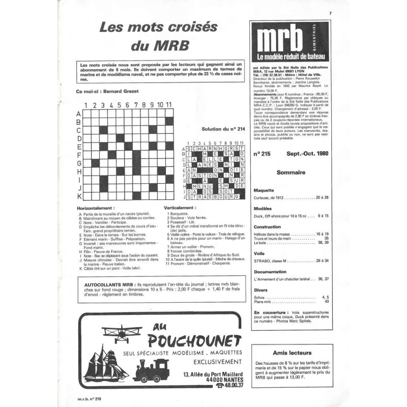 Sommaire Modèle Réduit Bateau 215