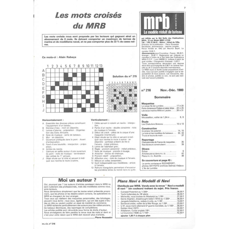 Sommaire Modèle Réduit Bateau 216