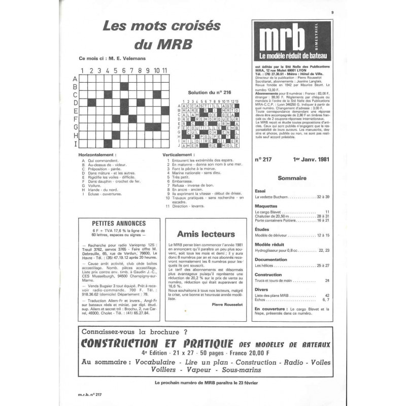 Sommaire Modèle Réduit Bateau 217
