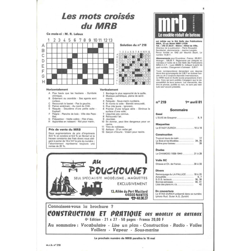 Sommaire Modèle Réduit Bateau 219