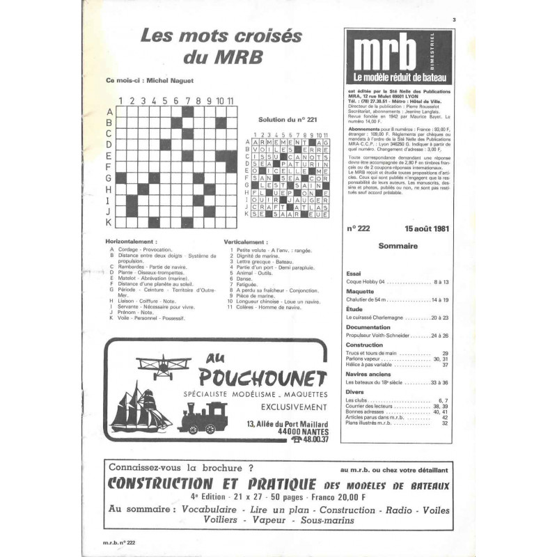 Sommaire Modèle Réduit Bateau 222