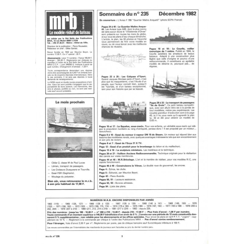 Sommaire Modèle Réduit Bateau 235