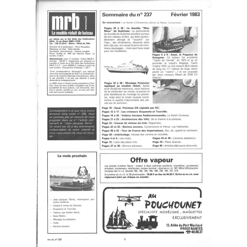 Sommaire Modèle Réduit Bateau 237