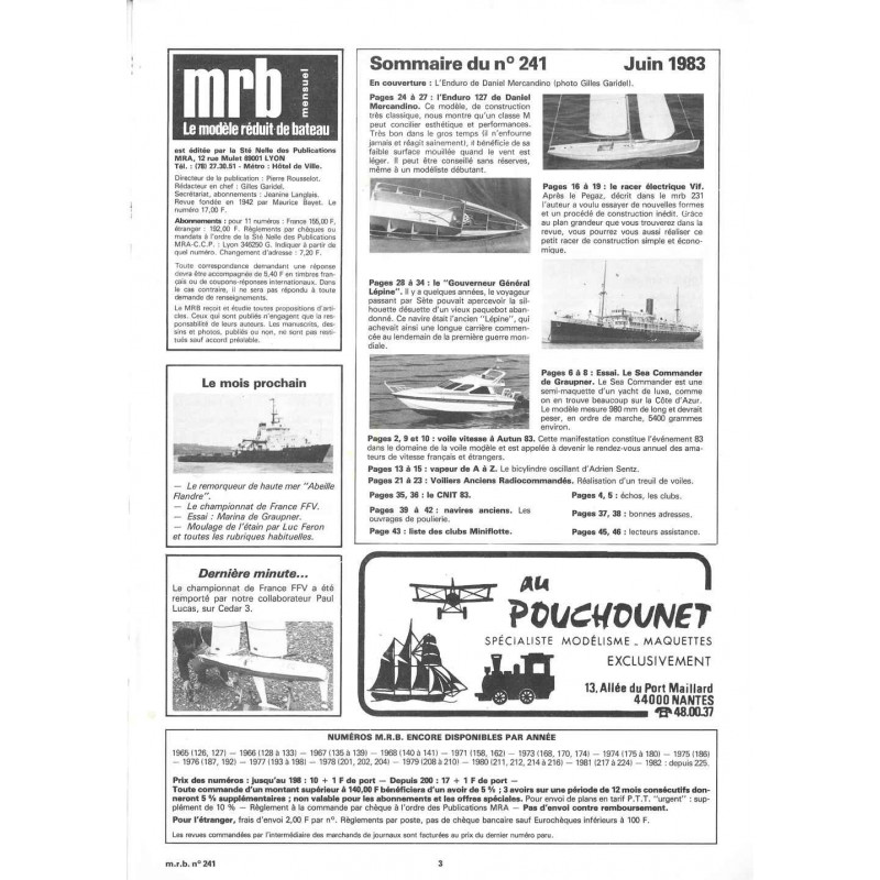 Sommaire Modèle Réduit Bateau 241