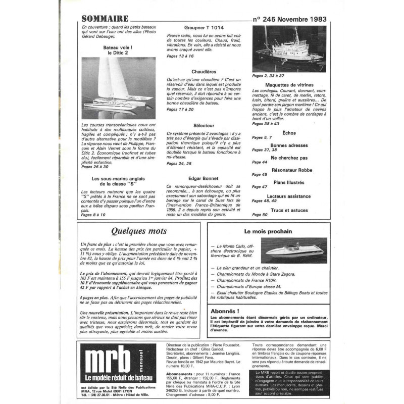 Sommaire Modèle Réduit Bateau 245