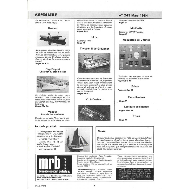 Sommaire Modèle Réduit Bateau 249