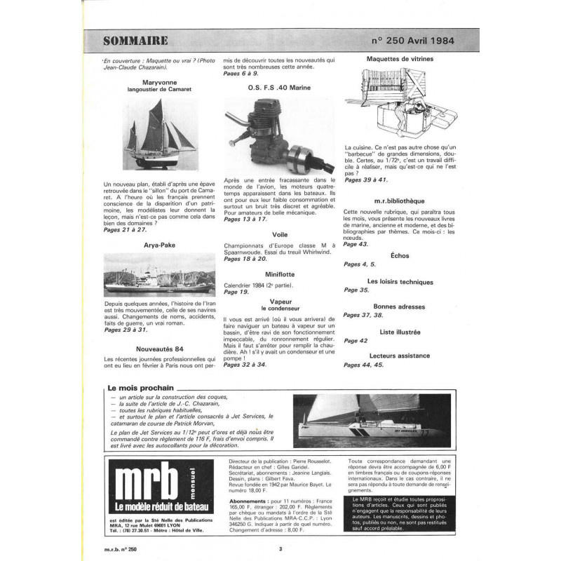Sommaire Modèle Réduit Bateau 250