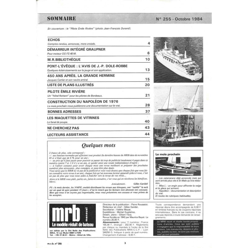 Sommaire Modèle Réduit Bateau 255