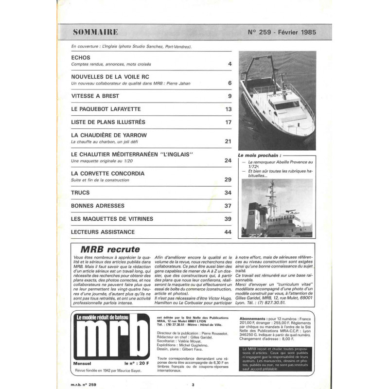 Sommaire Modèle Réduit Bateau 259