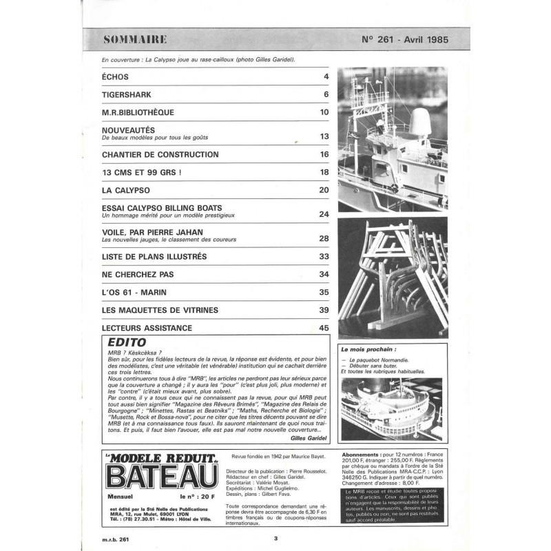 Sommaire Modèle Réduit Bateau 261