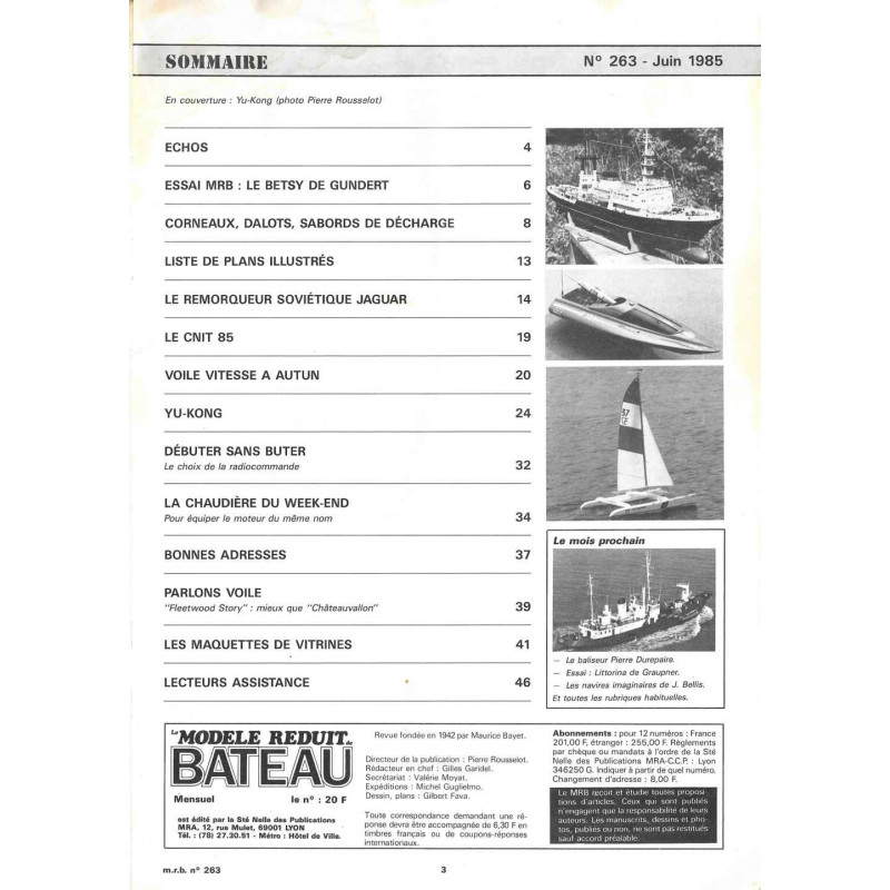 Sommaire Modèle Réduit Bateau 263