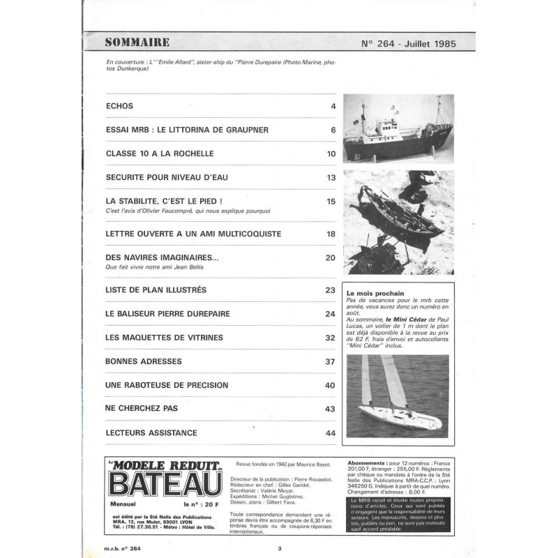 Sommaire Modèle Réduit Bateau 264