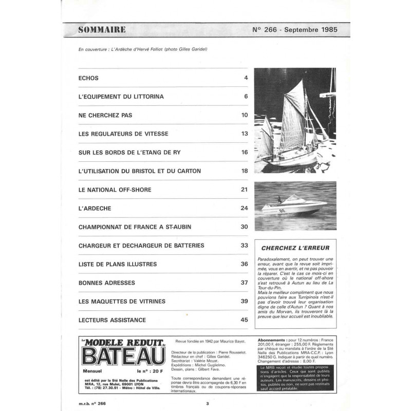 Sommaire Modèle Réduit Bateau 266