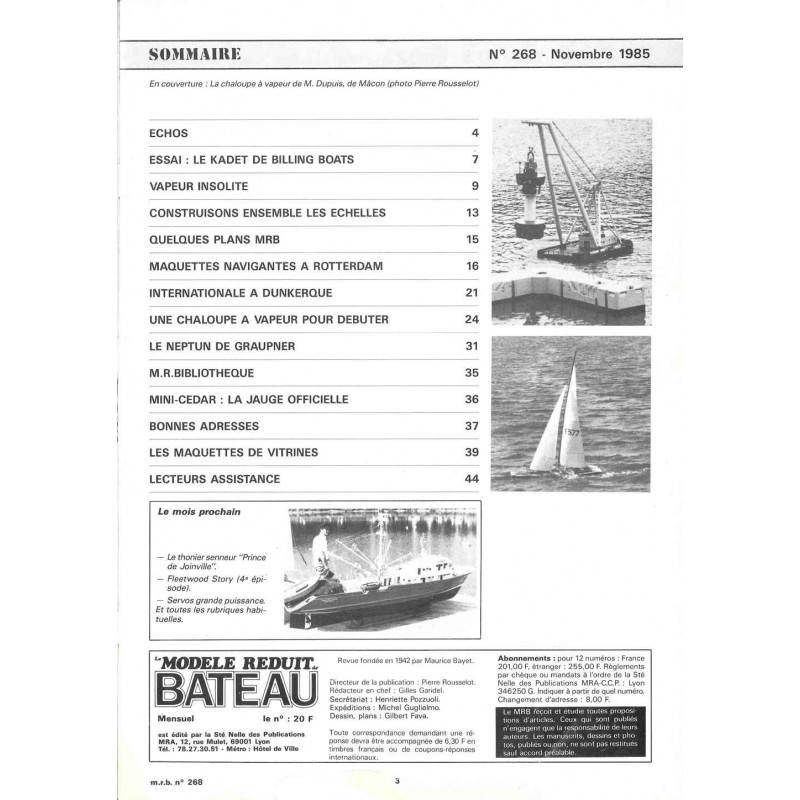 Sommaire Modèle Réduit Bateau 268