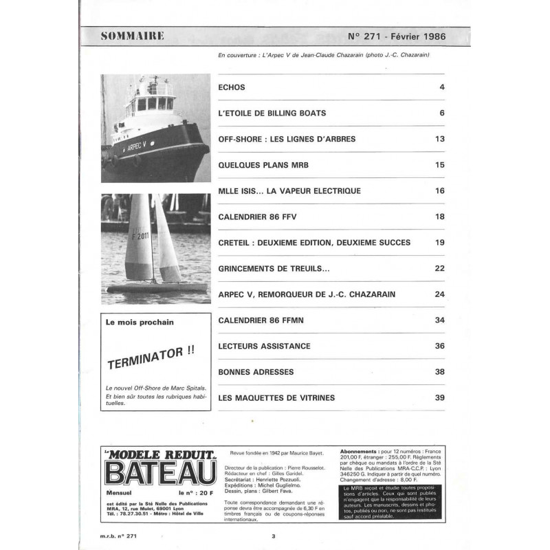 Sommaire Modèle Réduit Bateau 271