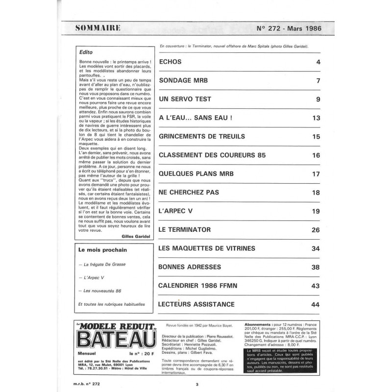 Sommaire Modèle Réduit Bateau 272