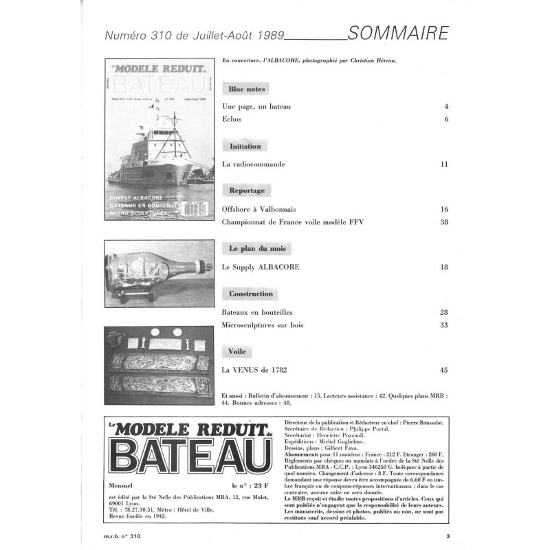 Sommaire Modèle Réduit Bateau 310