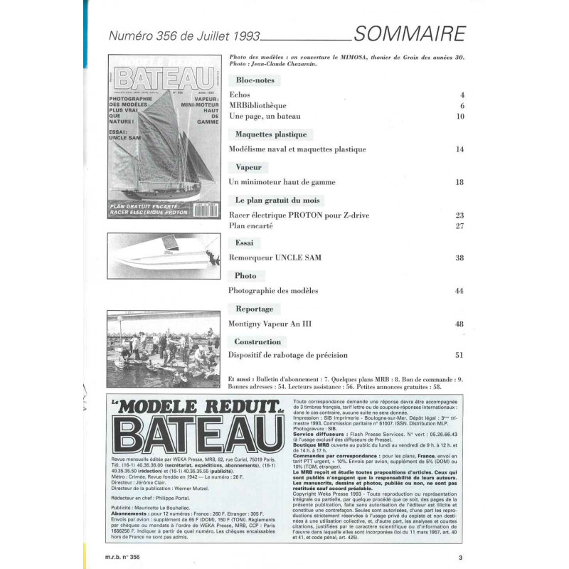 Sommaire Modèle Réduit Bateau 356