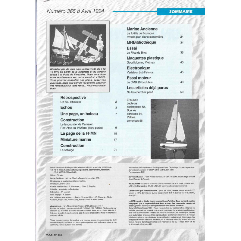 Sommaire Modèle Réduit Bateau 365