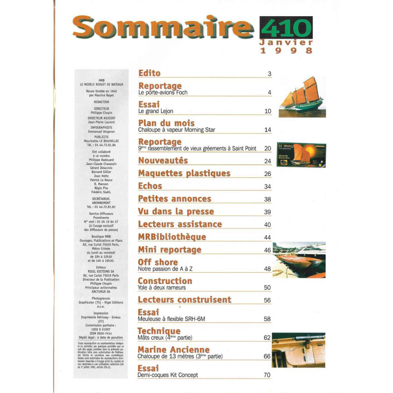 Sommaire Modèle Réduit Bateau 410