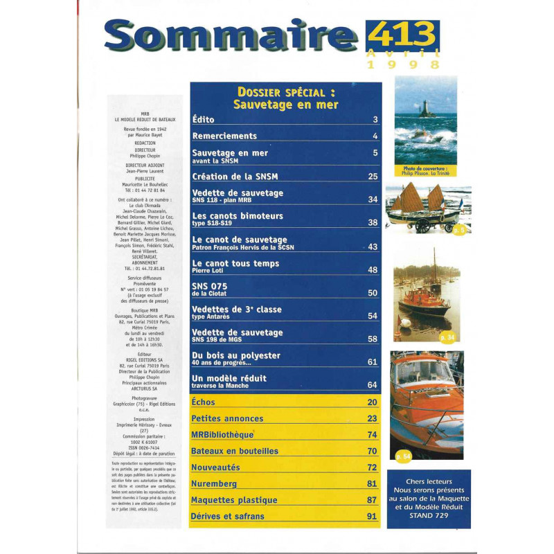 Sommaire Modèle Réduit Bateau 413