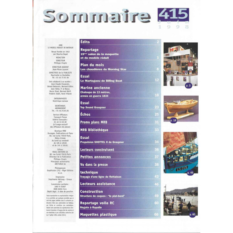 Sommaire Modèle Réduit Bateau 415