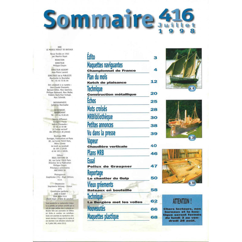 Sommaire Modèle Réduit Bateau 416