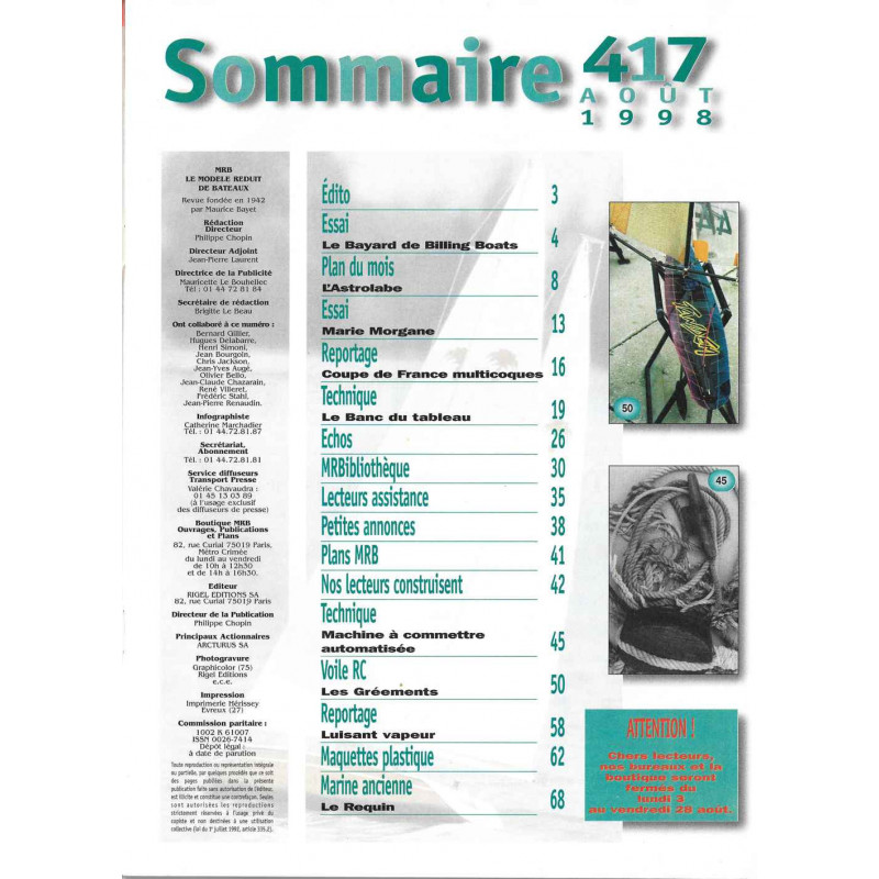 Sommaire Modèle Réduit Bateau 417