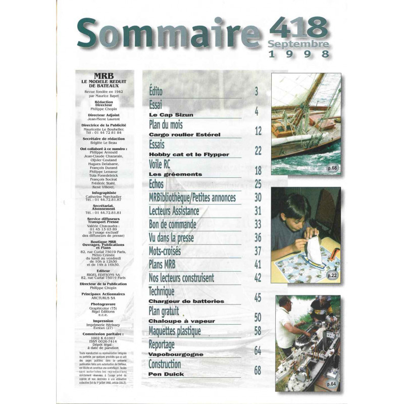 Sommaire Modèle Réduit Bateau 418
