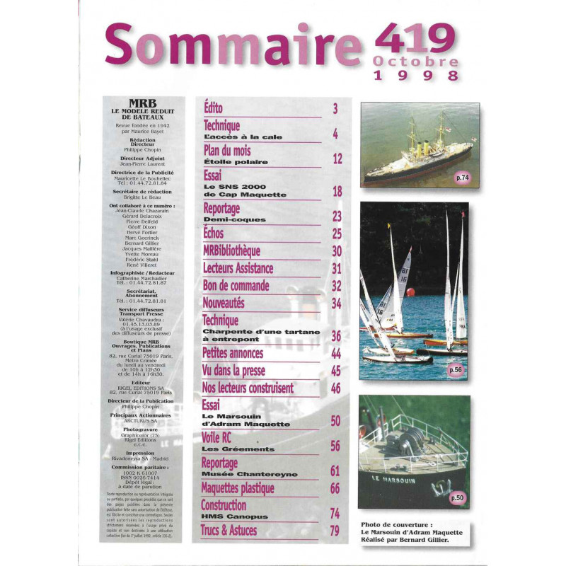 Sommaire Modèle Réduit Bateau 419