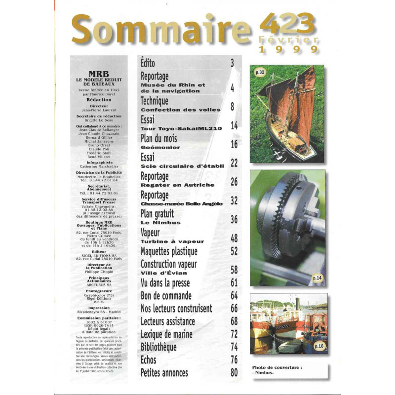 Sommaire Modèle Réduit Bateau 423