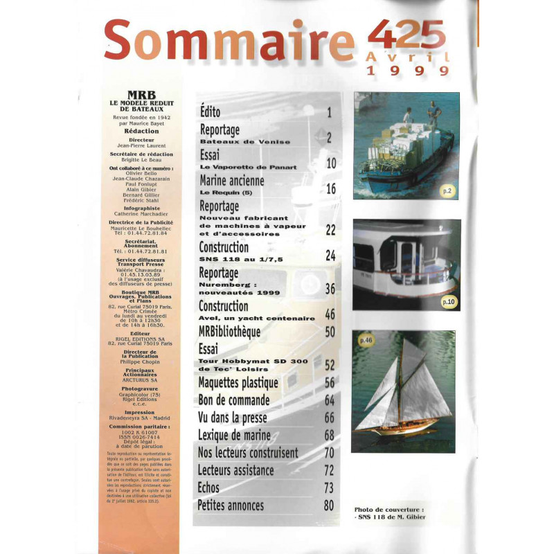Sommaire Modèle Réduit Bateau 425